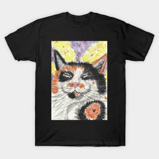 Happy Calico cat face art T-Shirt